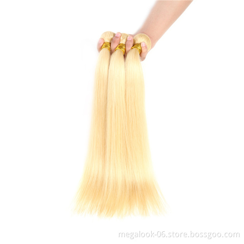 100% 10a 613 Blonde Color Peruvian Straight Remy Unprocessed Weave Human Hair Extensions